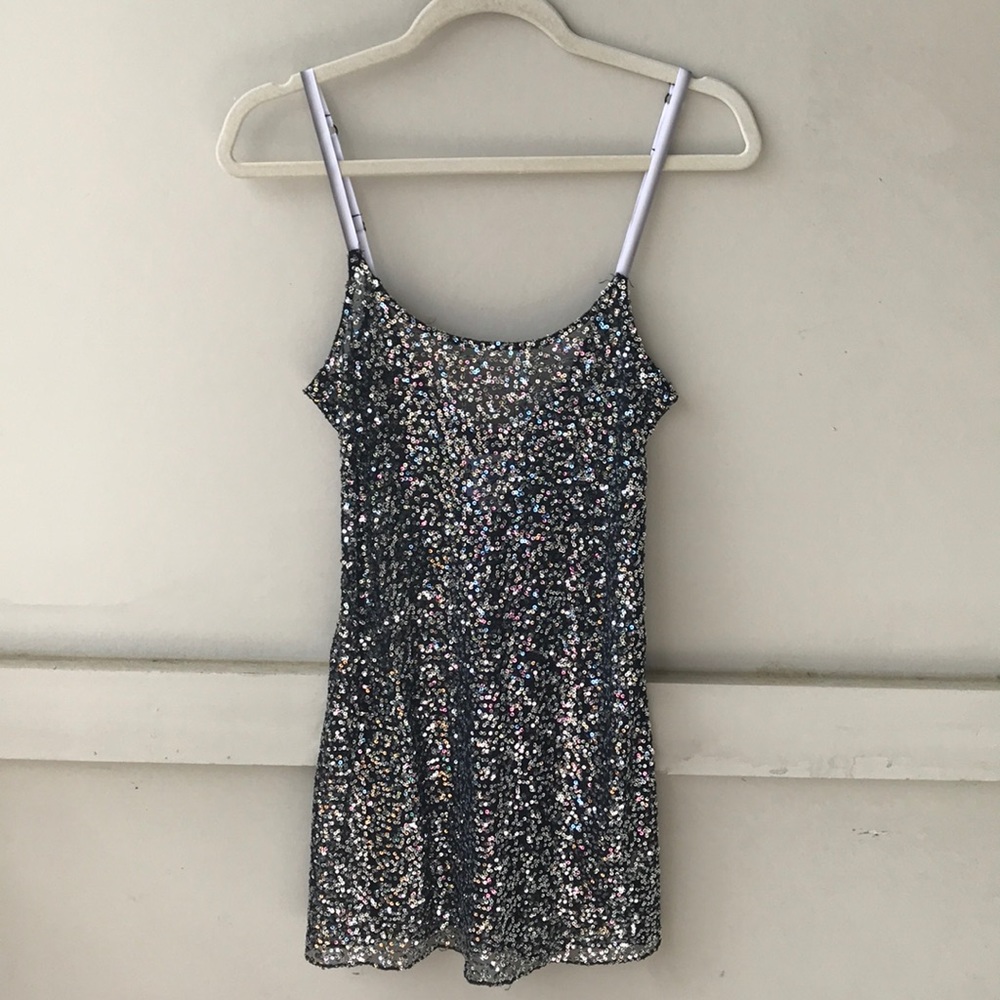 Free People Silver and Black Tank Top